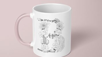 Floral "B" on a mug